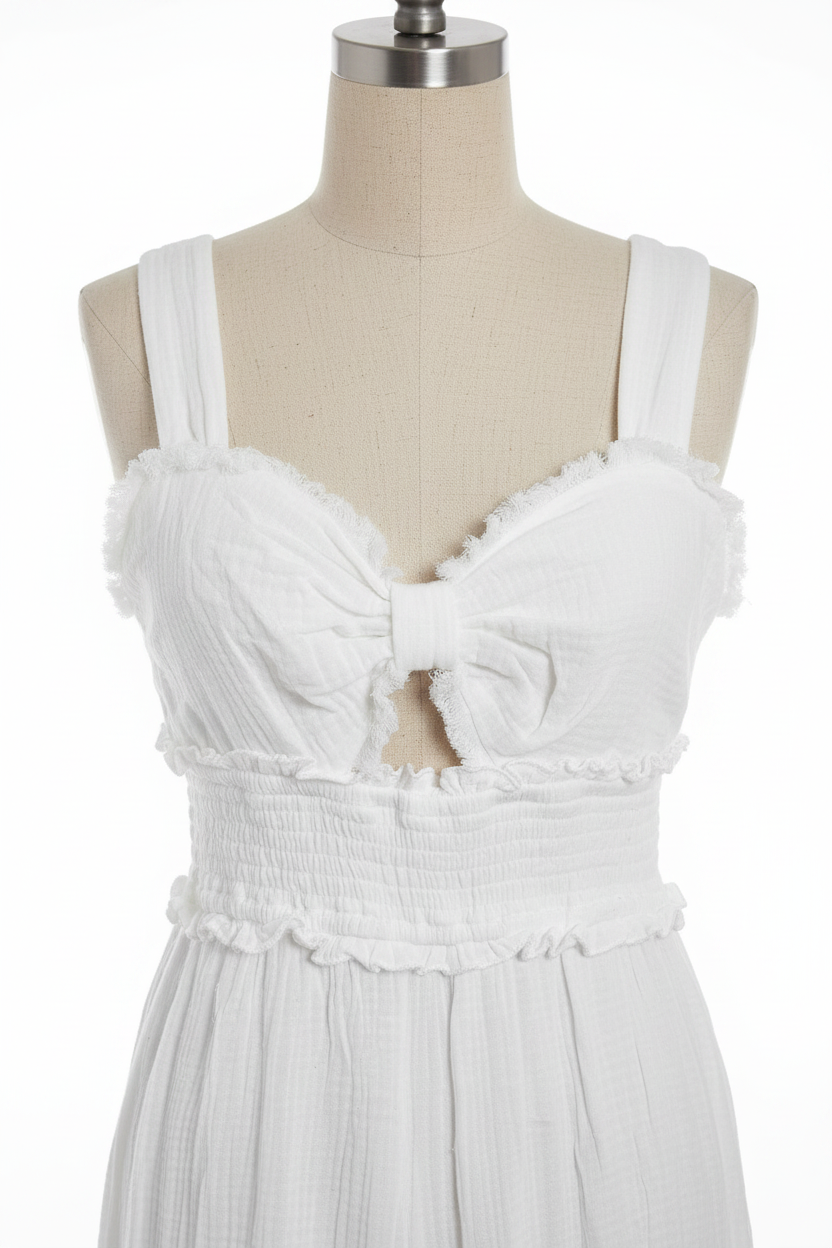 White Gauze Jumpsuit - Top Detail