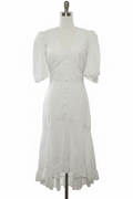 White Floral Embroidered Lace Hi-Low Midi Dress - The Garment Garden Boutique