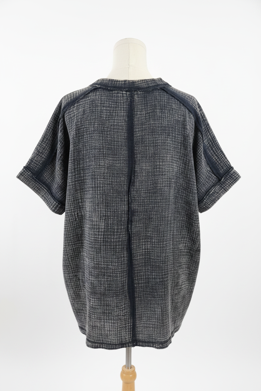Zenana Waffle Tee - Black Back